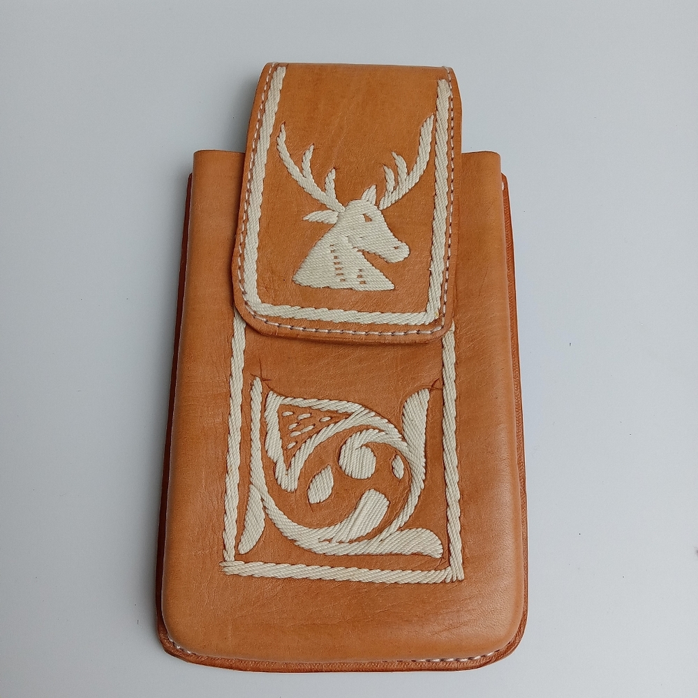 WESTERN LEATHER CELL PHONE CASE,‎ FUNDA VAQUERA DE CUERO COWBOY RODEO PHONE CASE - Picture 5 of 6